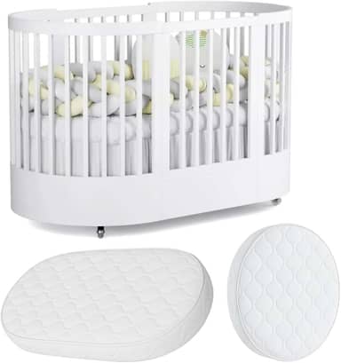 Berço Redondo Evolutivo Crescer 3 em 1 Coleção Wave Divicar Fabricado em MDF e Madeira Maciça Eucalipto (BRANCO)