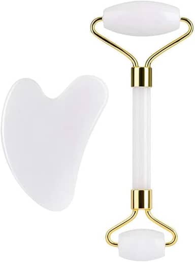 Massagem facial rolo de jade branco jade pedra natural Gua Sha Slimmer lift rugas removedor de queixo duplo cuidados beleza ferramentas de Massagem 1 peça