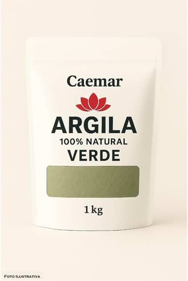 Argila 100% Natural - Branca, Cinza, Verde, Rosa, Amarela ou Vermelha - 1 kg Cor:Verde