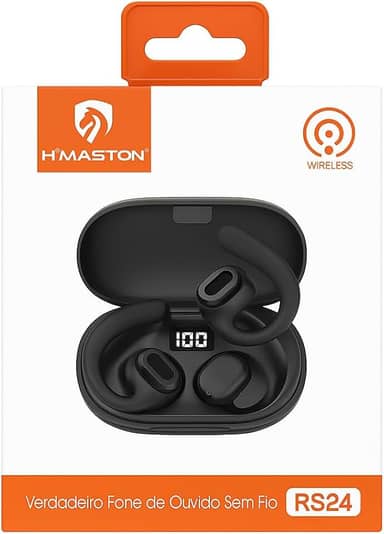 Fone de Ouvido Bluetooth Para Corridas, 96 Horas para Reprodução, Design Esportivo com Display de Led, Gancho De suporte Que Não Cai, Com Microfone Embutido, Perfeito Para Treinos e Exercicíos