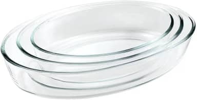 Conjunto de Travessas de Vidro Ovais para Servir – Kit com 3 Peças (1,5L, 2L e 3L) | Travessa de Vidro para Mesa Posta, Cozinha e Refeições