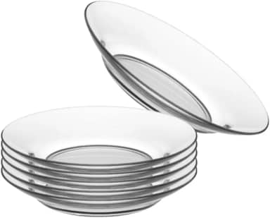Conjunto de Pratos Fundos de Vidro 6 Peças 22cm – Design Liso Moderno e Resistente | Acessível a Micro-ondas e Lava-louças | Ideal para Refeições, Almoços e Jantares