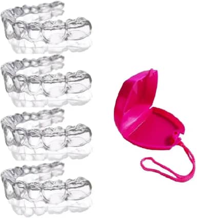 Protetor Bucal Kit 04 Placas Moldeira Silicone Moldável + Porta Estojo Roxo