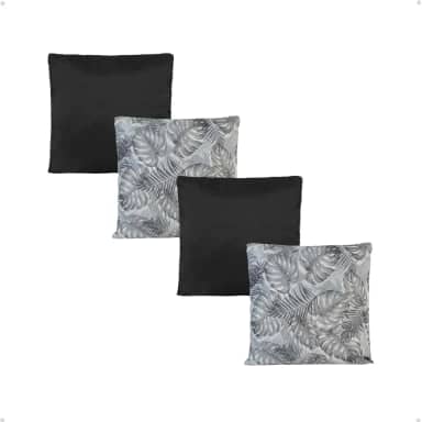 Kit Com 04 Almofadas Floral Com Enchimento Decorativo (Cinza)