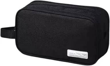 Necessaire Organizadora Unissex Impermeável Bolsa de Viagem Multiuso com 3 Divisórias para Higiene Pessoal, Cosméticos e Acessórios Compacta e Versátil Uso Diário Executiva (Preto)
