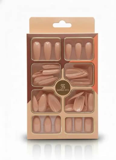 Sabrina Sato Unhas Postiças, Kit com 96 Peças e 4 Modelos Diferentes.Aplicação Rápida e Prática! (Nude)