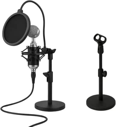 Suporte Pedestal de Mesa Tripé para Microfone BM800 Base Revestida, Regulável, Compatível Shock Mount Aranha Suporte Almofadado/Acolchoado para Podcast, Estúdio