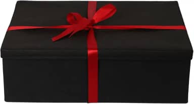Caixa preta para presente padrão premium luxo tamanho P M ou G com fitas para laço vermelha ou dourada Para Presentes Especiais, Kits ou Brindes dia dos namorados (Laço vermelho, G 42x15x28)