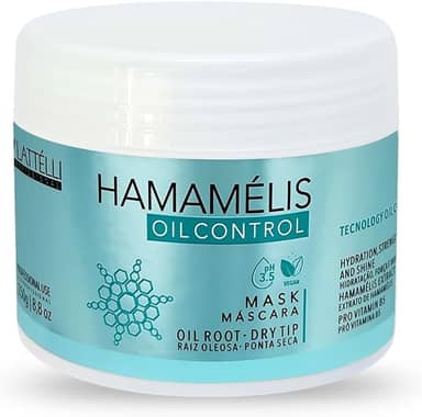 Máscara Hidratante Hamamélis Oil Control 250g - Plattélli Profissional Para raiz oleosa e pontas secas