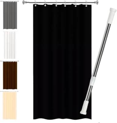 Kit Cortina Box 1,80mx1,80m e Varão Extensível até 2m Antimofo Impermeável Blackout Luxo (CINZA)