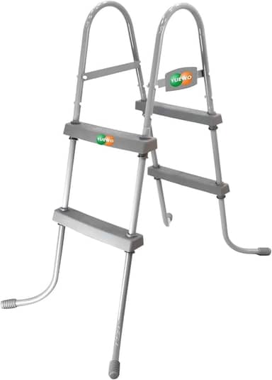 YUEWO Escada de piscina acima do solo com estrutura de aço de 2 degraus de 91 cm com degraus de plástico antiderrapante para sistema de entrada e saída de piscinas