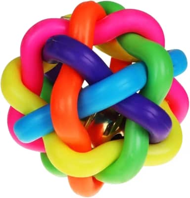 Mordedor Pet Bolinha Trançada com Guizo para Cães e Gatos Diâmetro de 5 cm Material Borracha Colorida