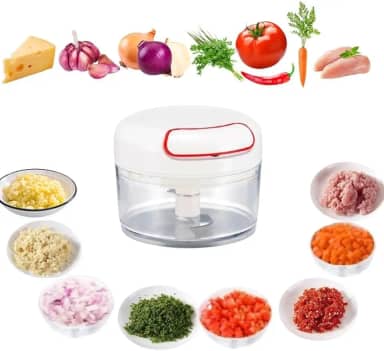 Mini Processador Triturador Manual de Alimentos com 2 Lâminas Inox Picador e Cortador para Carne e Vegetais