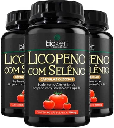 Kit 3 Licopeno de Tomate com Selênio - Suplemento Antioxidante 60 Cápsulas Oleosas Bioklein