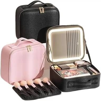 Kit Maleta Maquiagem completo Profissional Com Espelho e Luz Led e paleta de maquiagem Armazenamento (Cor aleatória)
