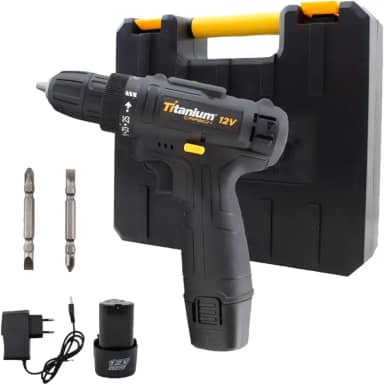 Titanium, Parafusadeira A Bateria CARBON 12V Sem Fio com Carregador Bivolt com Maleta e 2 Acessórios