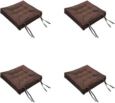 Kit Com 4 Unidades Almofada Futon Confort Assento Para Cadeira Suede Liso 40x40(Bege Escuro)