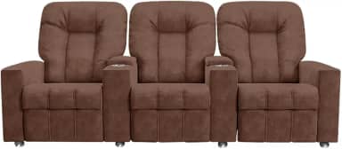 Poltrona Reclinável 3 lugares para Sala de Cinema Romeo F05 Veludo Terracota - Lyam Decor