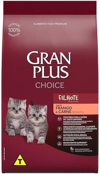 Gran Plus Ração Choice Para Gatos Filhotes Sabor Frango E Carne 10 1Kg