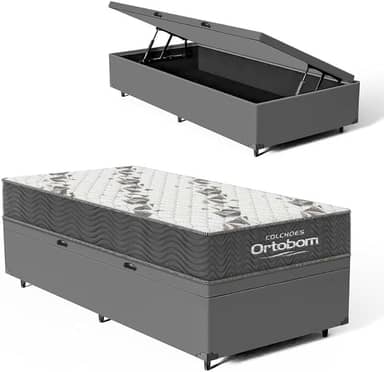Cama Box Baú com Colchão de Espuma D33 Ortobom Airtech 100 (Solteiro)