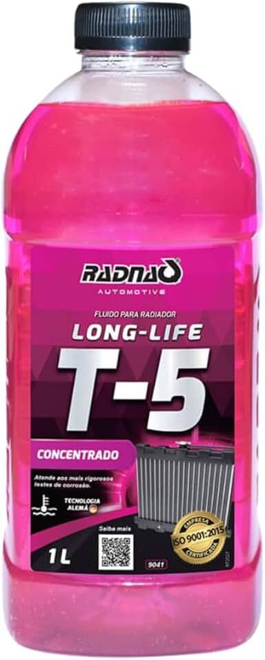 T-5 Long Life, Aditivo Concentrado para Radiador, Rosa, 1L, para Motores Diesel, Gasolina e Etanol