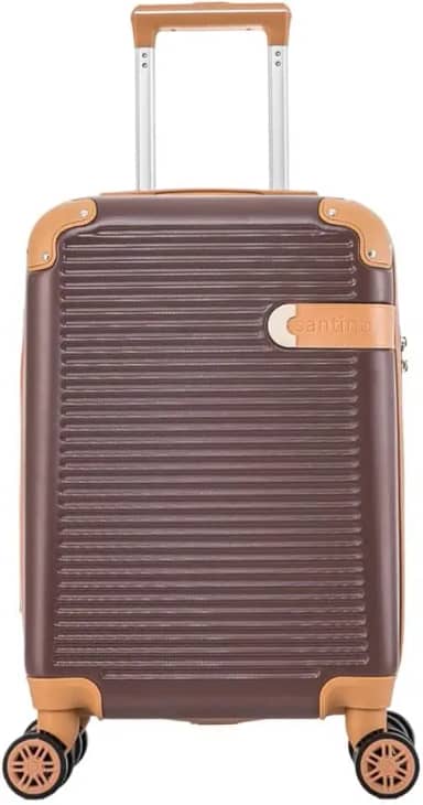 Mala de Bordo Rígida - Textura Canelada Distinta, Rodas Duplas Silenciosas 360°, Cadeado com Combinação Numérica | Leveza e Segurança Aprimoradas para Viagens(Bronze, Pequeno)