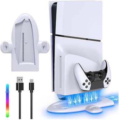 Base Cooler Ventoinha Suporte Compatível com Console Ps5 Slim Carregador Controle Manete Playstation