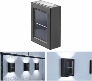 KIT 4 Arandela Solar Slim Goldensky 2 Focos Luminária Parede Externa À Prova D 'Água Luz (Branco Frio)