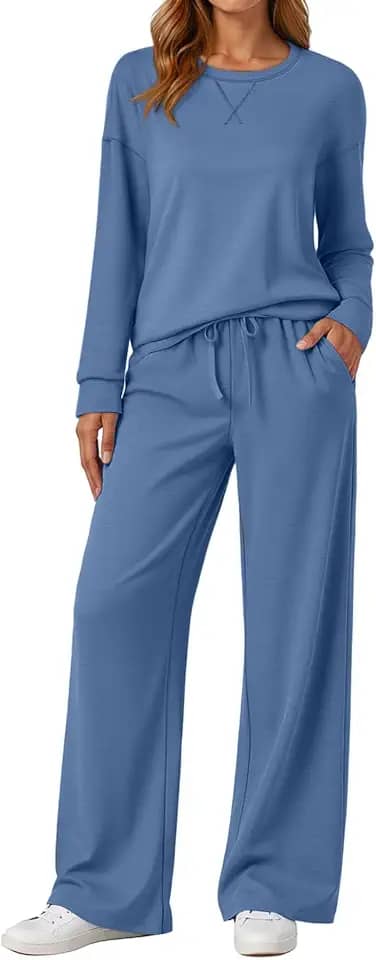 Conjunto de 2 peças de moletom feminino para viagem, outono 2025, combinando lounge, moletom grande, calça larga