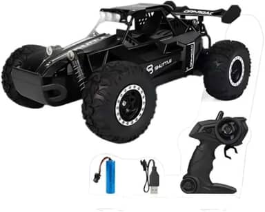 Carrinho de Controle Remoto 4x4, 1:16, Alta Velocidade 20km/h, 2.4GHz, LED, Amortecedores, Todo-Terreno