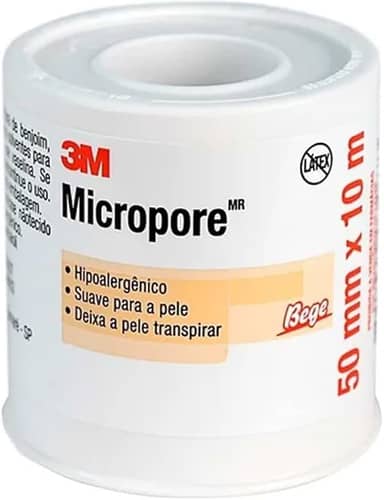 Fita Micropore 50mm x 10m Hipoalergênica Pele 3M