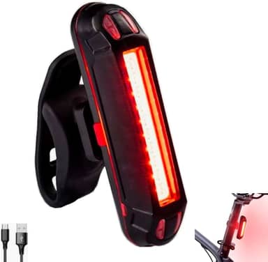Lanterna Para Bike Traseira 5 Modos de Iluminação Recarregável USB Sinalizador Bicicleta Luz Duas Cores - ROCCAMARE