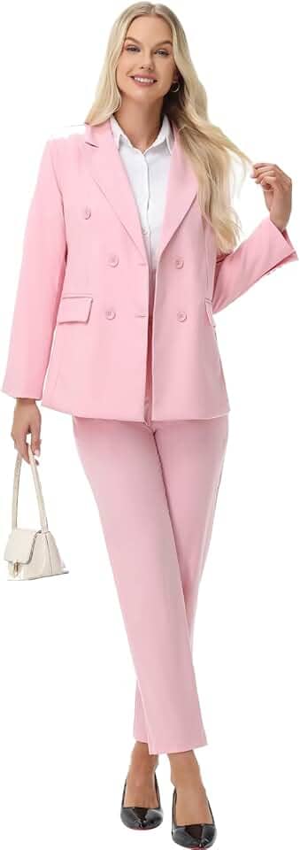 Ternos de calça para mulheres, ternos formais, blazer trespassado, conjuntos femininos de 2 peças