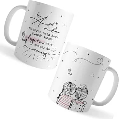 Voar Personalizados, Caneca Xicara Amiga Vida Mais Leve Alguém Chamar de Amiga
