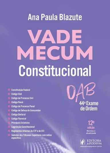 Vade Mecum Constitucional 44 Exame De Ordem - 12 Edição 2025 Juspodivm