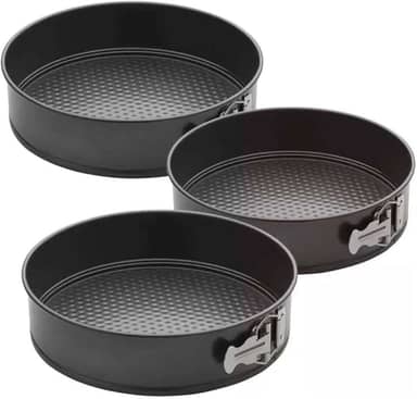 Conjunto com 3 Formas Redondas de Alumínio – Fundos Removíveis e Revestimento Antiaderente para Bolos e Tortas – Tamanhos 24, 26 e 28 cm - Premium