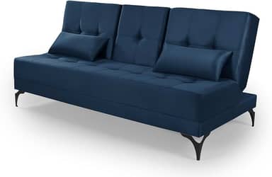 Sofá Cama Solteiro Colorado Reclinável 3 Posições Tecido Suede (Azul)