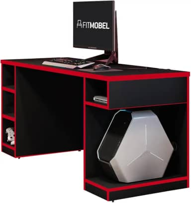 Mesa Para Computador Notebook Gamer Pro Preto/Vermelho - Fit Mobel