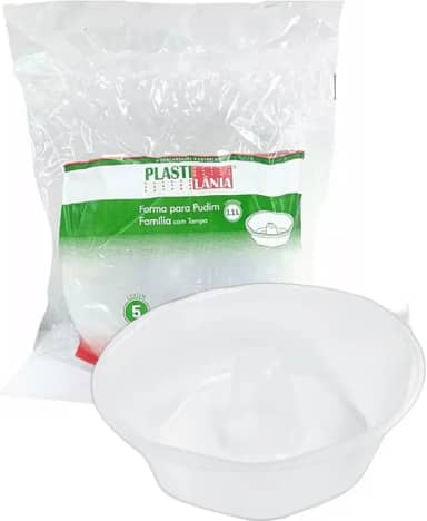 Forma Pudim Grande Família Com Tampa Forneável 1.100ml 5un