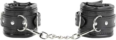 Algema com Correte em Couro Macio Acolchoada Preto 35cm x 6cm