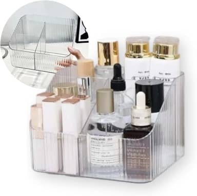 Organizador Multiuso 4 Divisões - Porta Maquiagem, Cosméticos, Bijuterias, Acessórios - Caixa Organizadora para Penteadeira, Banheiro e Mesa - Compacto, Resistente e Funcional - UpShop