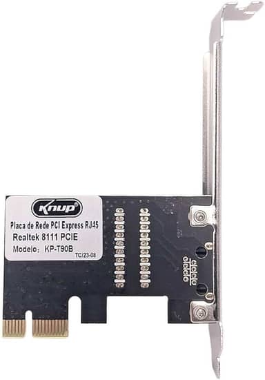 Placa de Rede PCI Express RJ45 Knup de 10/100/1000Mbts para Windows, Mac OS e Linux Alta Performance