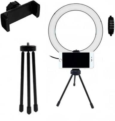 Ring Light 6 Polegadas LED com Tripé e Suporte para Celular – Ideal para Selfies Maquiagem e Vídeos