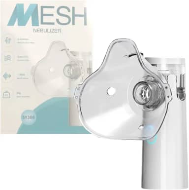 Inalador Nebulizador Ultrassônico Portátil, Tecnologia de Malha Vibratória, Alimentação USB e Pilha, com Máscaras Adulto e Infantil