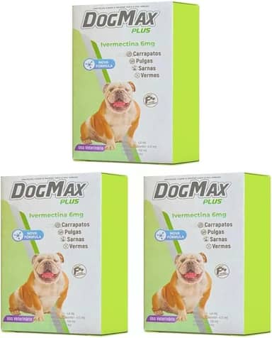 DogMax Plus - Ação 4 em 1 - Remédio para pulgas, carrapatos, vermes e sarna 12 Comprimidos 30kg