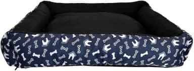 Cama Pet Lavável com Zíper Total e Fundo Impermeável - Caminha para Cachorro - Tecido Oxford e Espuma Soft ComfortPet (Azul, Médio)