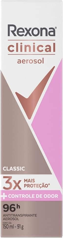 Rexona Antitranspirante Aerosol Clinical Classic 150Ml (A Embalagem Pode Variar)