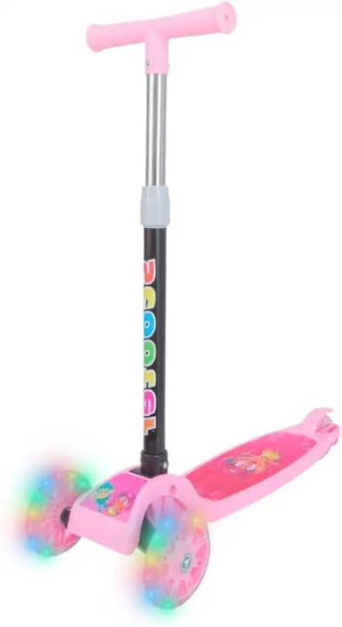 Patinete Infantil 3 Rodas Dobrável Com Luzes LED Altura Regulável Criança Menino Menina