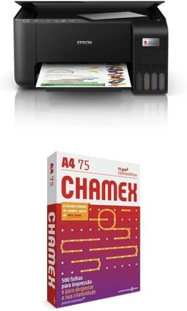 Ecotank 3250 Epson + Papel Sulfite A4 Chamex 75g 500 folhas