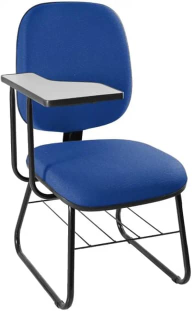 Cadeira Universitária Diretor com Porta Livros Metal Wood Design Azul